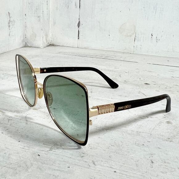 Jimmy Choo Frieda Metal Frame gold Green Lens Oversized Butterfly Sunglasses - Picture 4 of 5